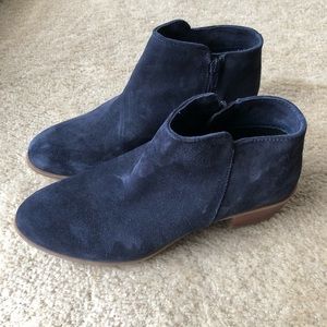 Navy Blue Suede Ankle Booties - Great condition!